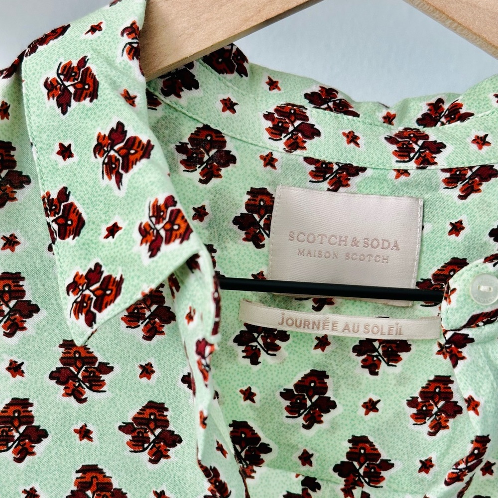 Scotch & Soda Journee Au Soleil Green Print Long Sleeve Top 🟩❤️🟩